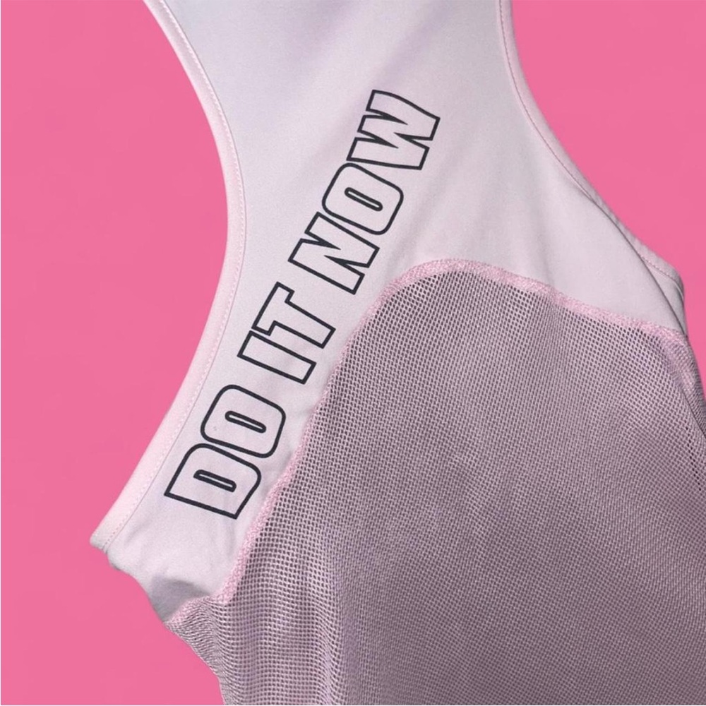 Mesh Back Motivational Pink Racerback Tank Top M - Picture 3 of 9